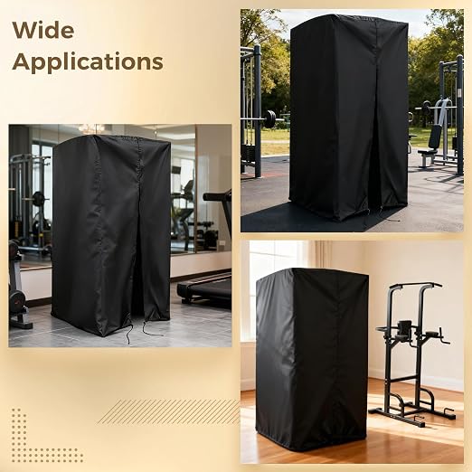 Pull Up Bar Station Cover, 42 x 40 x 64 in Power Tower Cover with Drawstring, 210D Oxford Cloth Waterproof Dustproof Outdoor Cover, Black