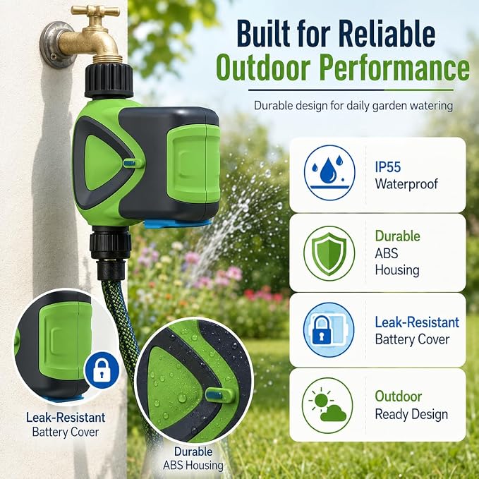 Smart WiFi Hose Timer No Hub Required, App-Controlled Sprinkler Timer for Garden Hose, Automatic Watering Timer for Lawn Yard Greenhouse, Rain Delay, 3/4 Inch Faucet, IP65 Waterproof