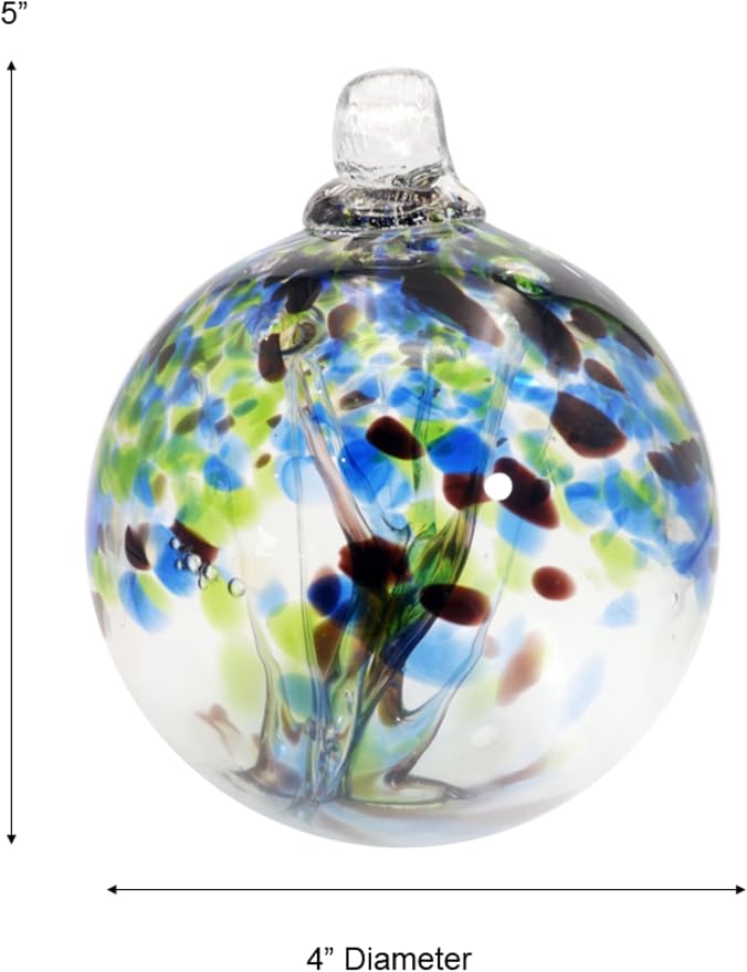 Dale Tiffany Hand Blown Glass, 4" Diameter Mystic, Tree of Life Collection, Witch Globe Hanging Garden Indoor/Outdoor Decorative Ornament Gazing Ball