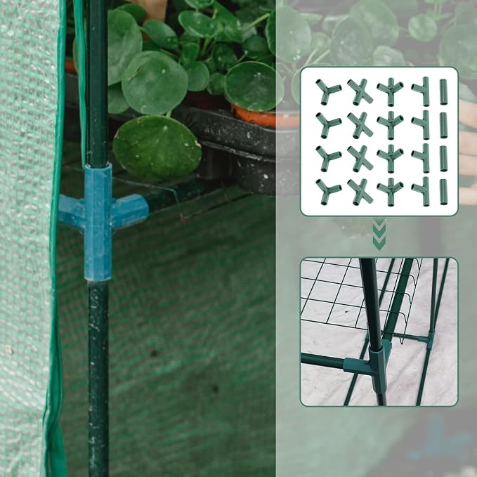 Yardwe 20Pcs 16mm Greenhouse Frame Connector, 5 Types Stable Gardening Pipe Fitting for Plant Support, Tomato Trellis Brackets, Joint for Stakes & Tubes