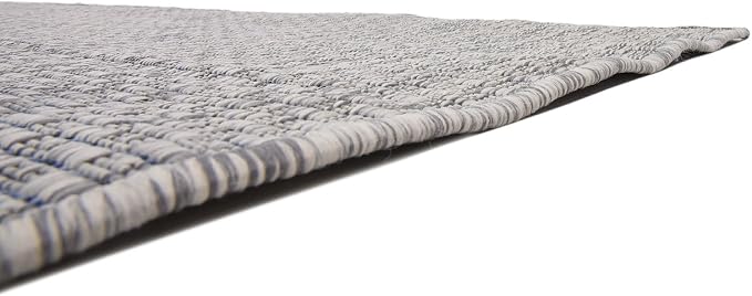Unique Loom Collection Casual Transitional Solid Heathered Indoor/Outdoor Flatweave Area Rug (9' x 12' Rectangle, Light Gray/Ivory)