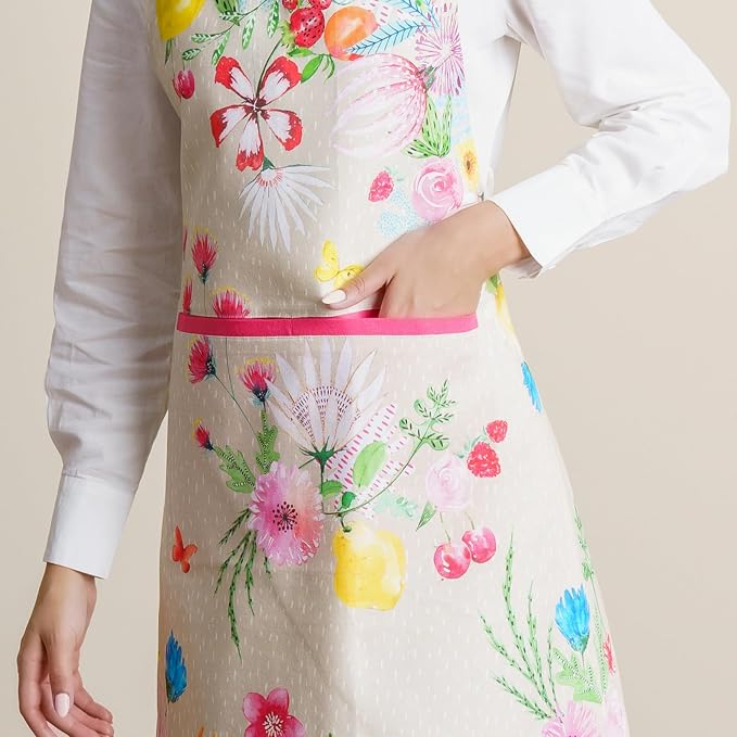 Maison d' Hermine Aprons for women with Pocket 100% Cotton (27.50"x31.50") | Adjustable Neck Strap & long ties Apron Men Chef Wedding Cooking Gardening Server Maid