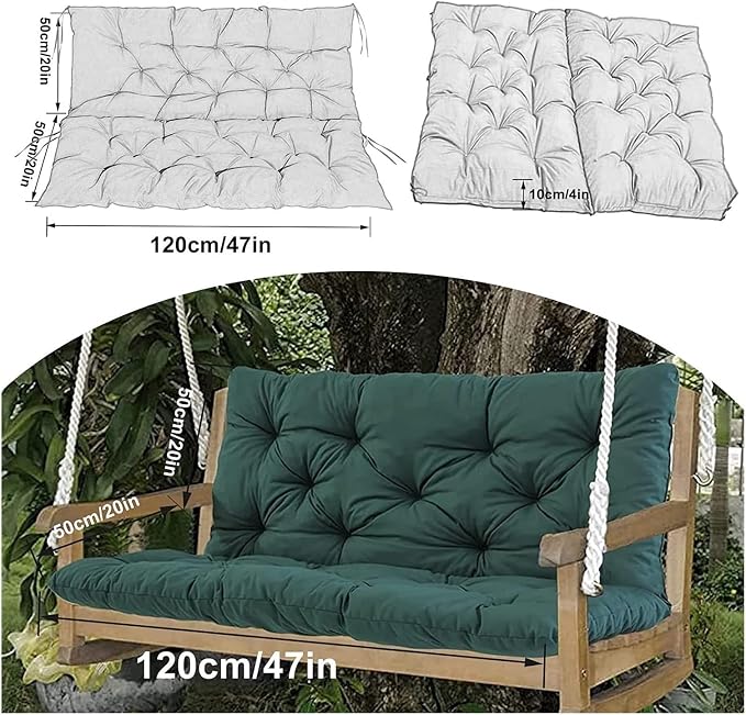 Swing Cushion Replacement Outdoor Porch Waterproof Bench Cushion 2-3 Seater Washable Bench Replacement Cushions for Outdoor Patio Porch Swing Cushions