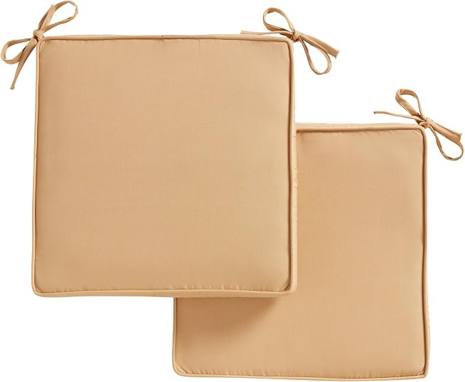 Sunbrella 17 in. Square Outdoor Corded Chair Pad, Canvas Wheat