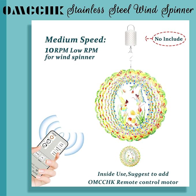 Wind Spinner Fairy Flower Hanging, 12In Stainless Steel Spinfinity Wind Spinner, Wind Chimes for Outside, 3D Kinetic Sculpture Suncatcher, Metal Yard Art Ornament, Outdoor Garden Decor, Nana Gifts