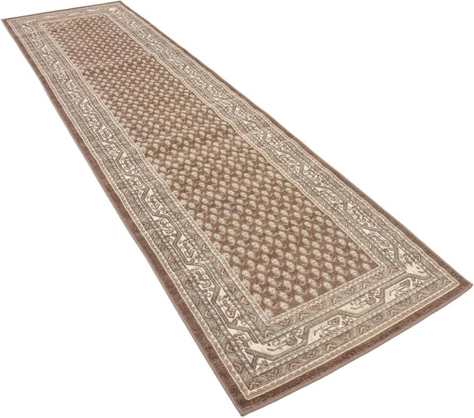 Unique Loom Williamsburg Collection Traditional Border with Dotted Center Area Rug, Runner 2' 9" x 9' 10", Brown/Beige