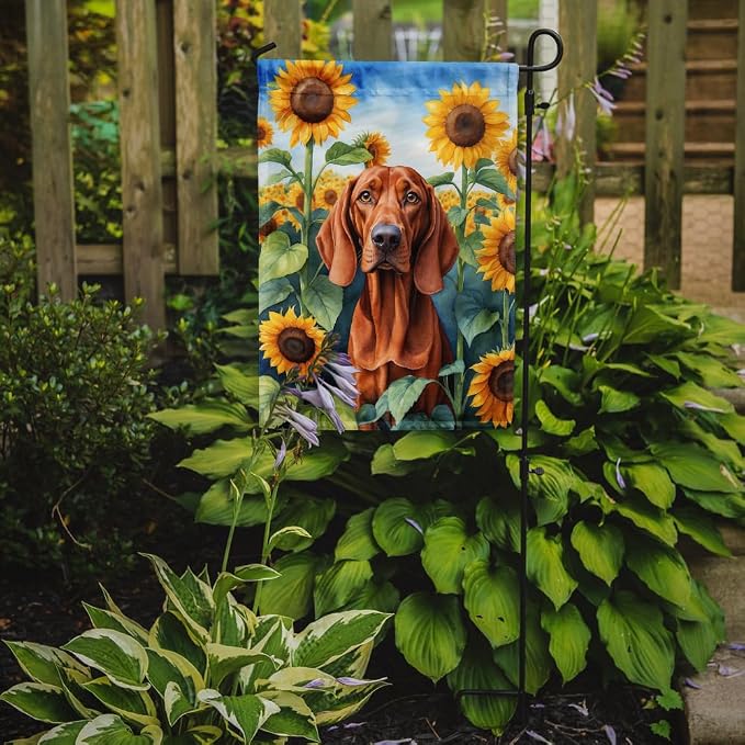 Caroline's Treasures DAC6148GF Redbone Coonhound in Sunflowers Garden Flag Mailbox Flag Decorative Yard Flag Banner Outside Patio Artwork Yard Flower Beds, Garden Size, Multicolor