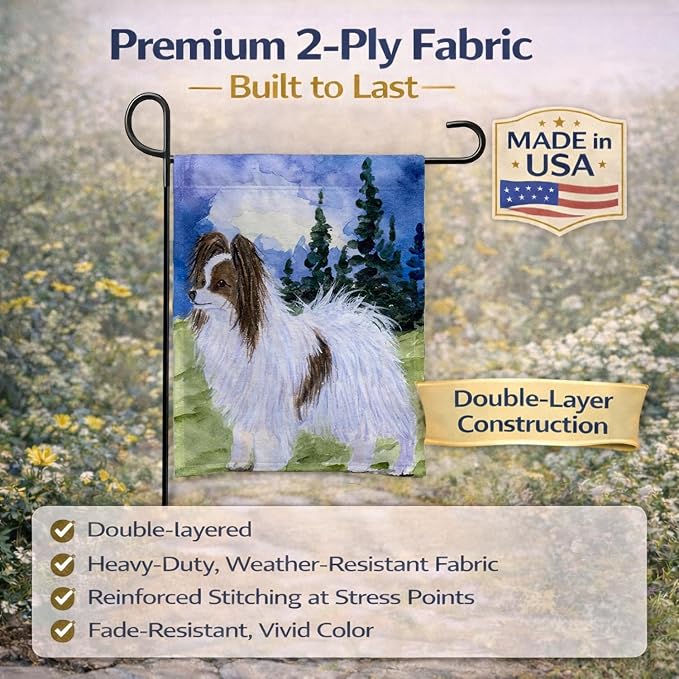 Caroline's Treasures SS8975GF Papillon Garden Flag Mailbox Flag Decorative Yard Flag Banner Outside Patio Artwork Yard Flower Beds, Garden Size, Multicolor