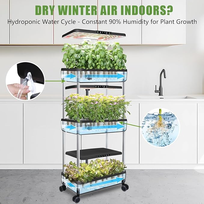Hydroponics Growing System Kit, 66-Pod Indoor Garden with Seeds | Plant Herb Garden Germination Kit with LED Grow Light,30L Large tanks Hydroponics Planter Grower for Vegetable Fruit