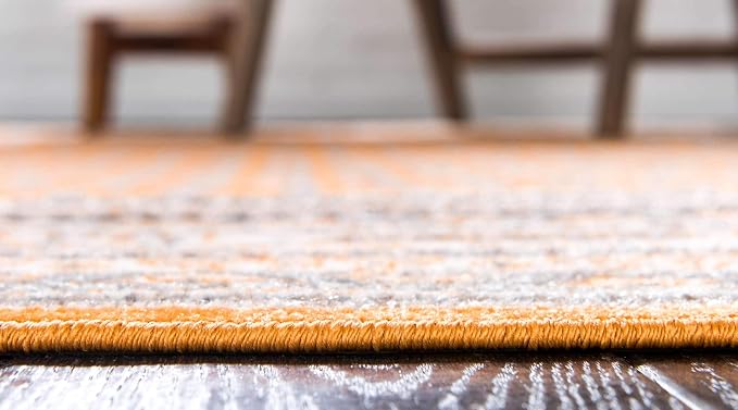Unique Loom Williamsburg Collection Traditional Border with Dotted Center Area Rug, Rectangular 4' 1" x 6' 1", Orange/Beige