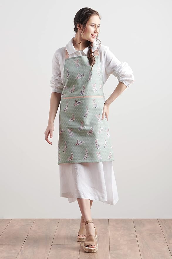 Maison d' Hermine Aprons for women with Pocket 100% Cotton (27.50"x31.50") | Adjustable Neck Strap & long ties Apron Men Chef Wedding Cooking Gardening Server Maid