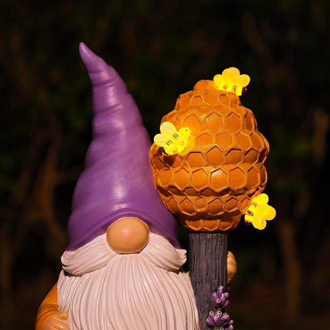 Solar Garden Outdoor Statues Gnomes Statues Yard Resin Decoration Gift Handmade Housewarming Gift for Patio Yard Lawn Waterproof Cracking