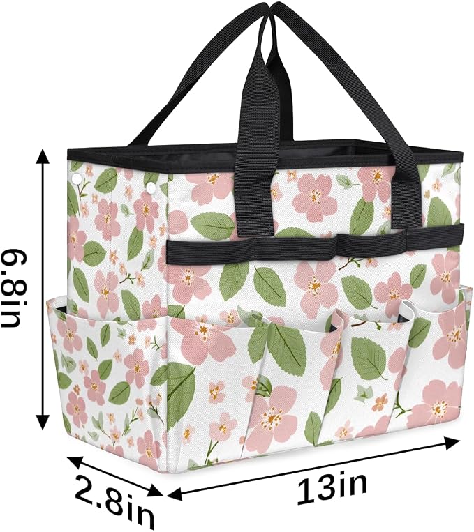 Garden Tote Bag with 10 Pockets Flowers Heavy Duty Gardening Bags for Tools Organizer Storage Bag with Handle for Garden Lawn Yard Casual