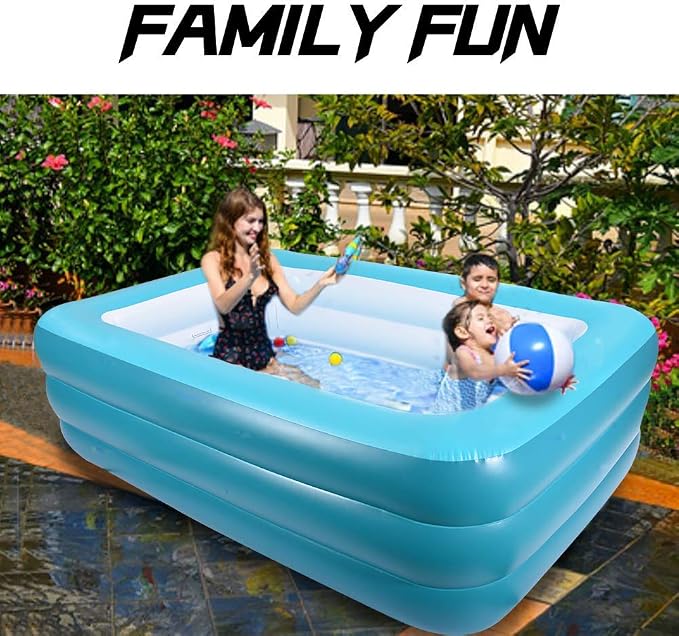 Inflatable Pools for Kids and Adults, 82" X 57" X 25" Kiddie Pools with Inflatable Soft Floor, Durable Family Swimming Pool for Backyard, Garden or Indoor (Green)