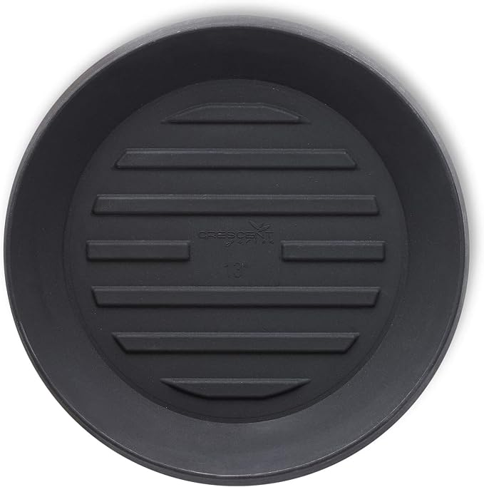 Crescent Garden Universal Round Planter Saucer, Durable Drainage Dish for Plant Pots, Heavy-Duty Plant Dishes Saucer, Indoor & Outdoor Plant Trays - Caviar Black (8.5 inch Inner, 11 inch Outer)