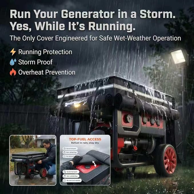 Generator Covers While Running, 28 "L x 20" W x 20 " – Storm & Snow Shield with EVA Window & Ventilation, Heavy Duty 900D Waterproof Fabric, Fits 3000W-5000W Generators (Honda, Champion, Westinghouse)