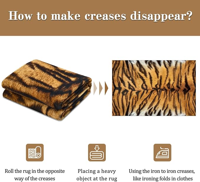 DweIke Tiger Rugs for Living Room, 6x9 Large Soft Faux Animal Tiger Print Area Rug, Washable Non-Slip Stain Resistant Throw Carpet for Dining Room Office Western Home Decor