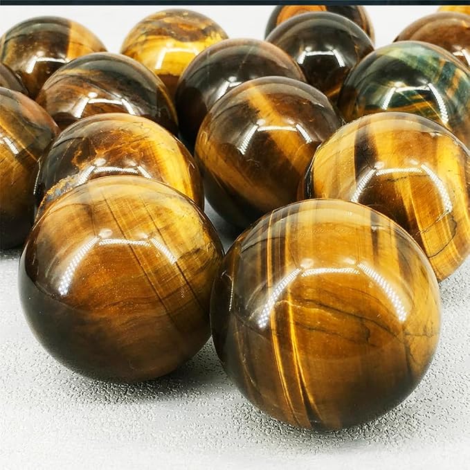 2-2.4 inch Natural Tiger's Eye Crystal Ball with Stand, Hand Polished Tiger Eye Stone Sphere, Healing Crystal Decorative Orb, Reiki Energy Stone Crafts, Feng Shui Home Ornament