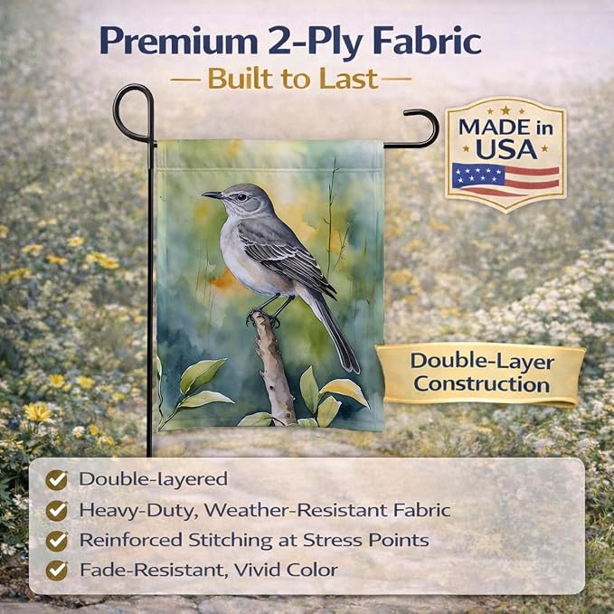 Caroline's Treasures Florida Northern Mockingbird Garden Flag Mailbox Flag Decorative Yard Flag Banner Outside Patio Artwork Yard Flower Beds, Garden Size, Multicolor