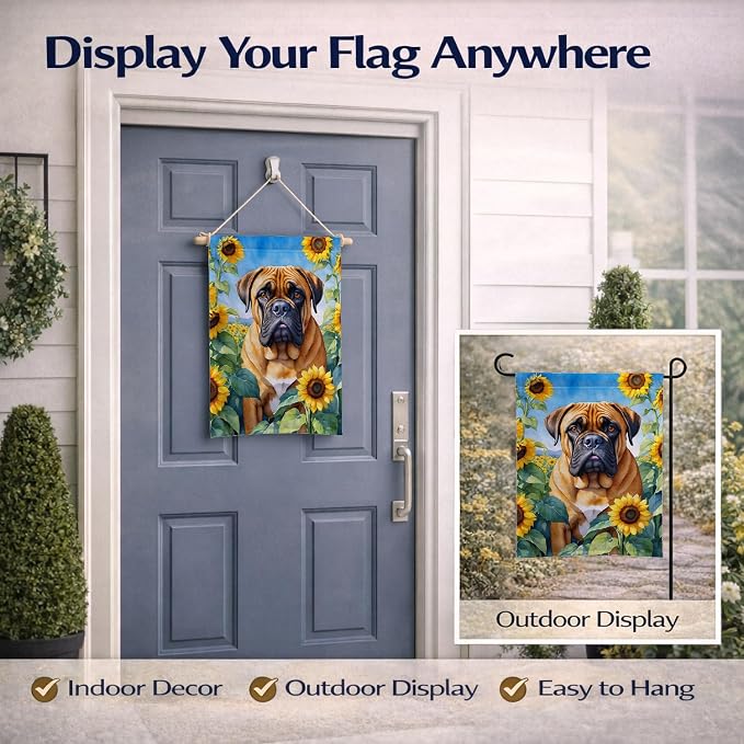 Caroline's Treasures DAC6042GF Bullmastiff in Sunflowers Garden Flag Mailbox Flag Decorative Yard Flag Banner Outside Patio Artwork Yard Flower Beds, Garden Size, Multicolor