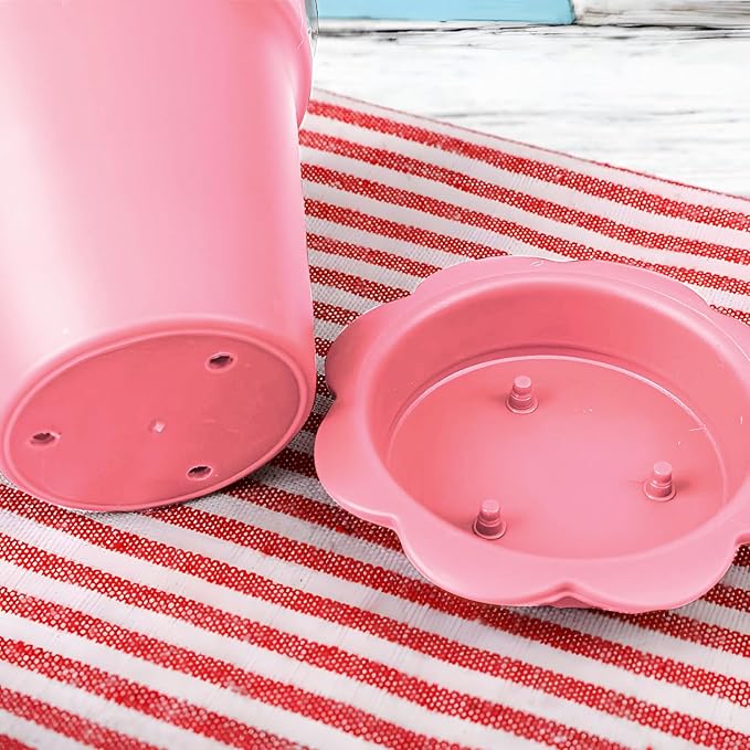 20 Pcs Nursery Pots with Humidity Dome, Cupcake Plant Nursery Pots with Bring A Plate and Shovel, Planting Cups for Seeds for Indoor Gardening and Plant Propagation(Pink)