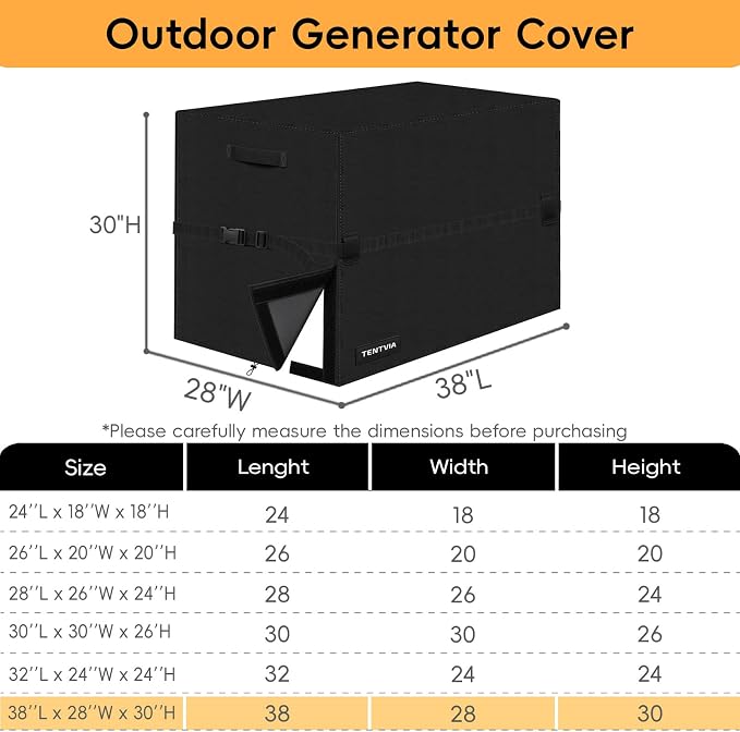 Waterproof Generator Cover,600D Heavy-Duty Oxford Fabric, Dustproof and Waterproof Protection for Generators (Upgrade, 38''Lx28''Wx30''H)