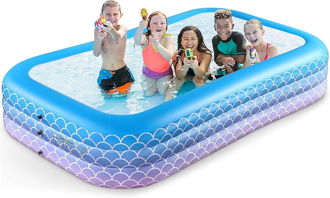2025 Upgrade Inflatable Pool for Kids and Adults-130"*72"*22" Full-Sized Inflatable Swimming Pool Leakproof Blow Up Above Ground for Backyard Outdoor Garden Summer Water Party Pink