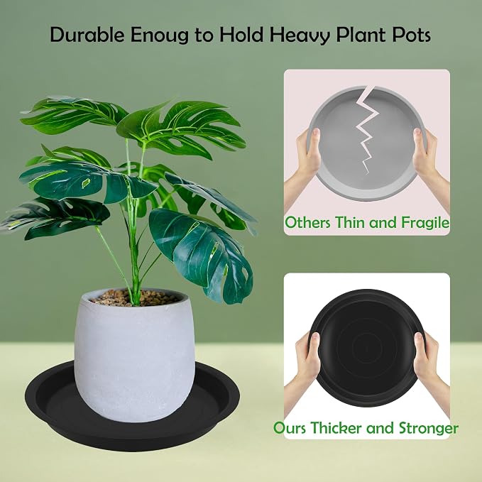 4 Pack 16 Inch Round Plant Saucers for Less 14 Inch Pot Indoors Outdoors Plant Trays for Pots Planter Saucer Plastic Drip Tray Planter Water Tray(Black, 16"(4pcs))