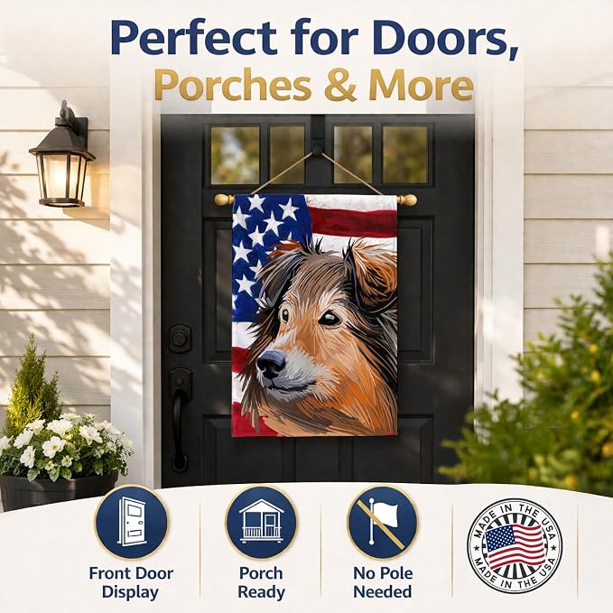 Caroline's Treasures CK6703CHF Shetland Sheepdog Dog House Flag Large Porch Sleeve Pole Decorative Outside Yard Banner Artwork Wall Hanging, Polyester, House Size, Multicolor