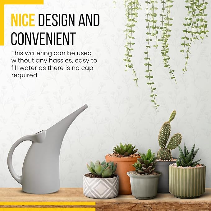 2 Pack Watering Can 1/2 Gallon - Small Watering Can for Indoor Plants - Outdoor Watering Can - Gray Plant Waterer - Plastic Watering Can for Garden