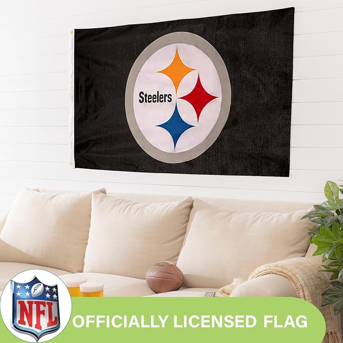 Team Sports America NFL Pittsburgh Steelers 3 x 5 Outdoor Durable Flag with Grommets | Heavy Duty Flag & Banner for Outdoor Garden Patio | Indoor Wall Decor | Works with Flag Poles for House
