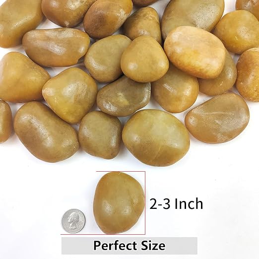 YISZM 20lbs Yellow River Rocks for Landscaping, 2-3 Inch Natural Pebbles for Indoor Plants, High Polished Decorative Stones Vase Filler Fish Tank Aquariums Garden