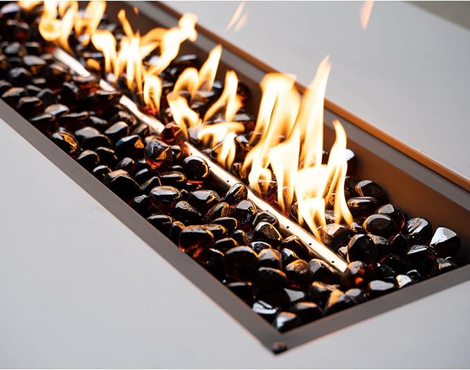 onlyfire 10-Pounds Fire Glass Diamonds for Propane Fire Pit, 1 Inch Reflective Firepit Glass Rocks Stones for Gas Fireplace and Fire Pit Table, Amber