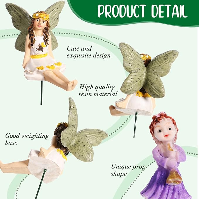 Queekay 16 Pieces Fairies Accessories Miniature Fairies Decor Fairy Figurine for Outdoor Garden Yard Home Decoration