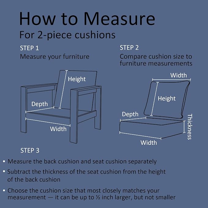 20"x20" Outdoor Universal Cushion Set of 1, Patio Cushions with Handles & Ties, Water-Proof Stain-Resistant UV Resistant Weather Resistant High Resilience Foam with YKK Zippers,Blue