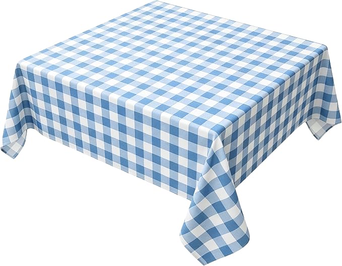 Waterproof Plaid Tablecloth Fabric - Square 58x58 Inch Classic Gingham Checker Table Cloth for Indoor/Outdoor Use - Buffalo Table Cover for Picnics, BBQs, and Parties