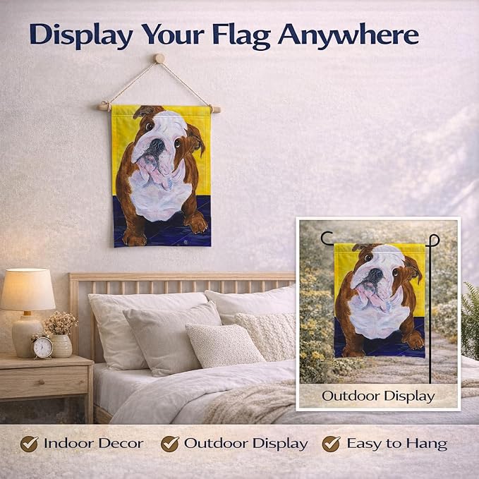 Caroline's Treasures SS8415GF English Bulldog Garden Flag Mailbox Flag Decorative Yard Flag Banner Outside Patio Artwork Yard Flower Beds, Garden Size, Multicolor