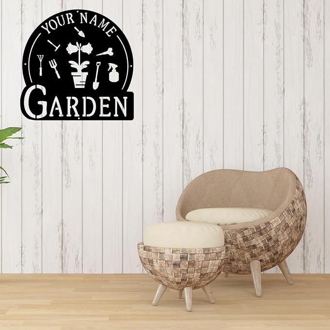 CFC0121326 Personalized Metal Garden Sign, Custom Plaque for Women, Mom, Grandma - Rustic Decoration for She Shed, Potting Shed