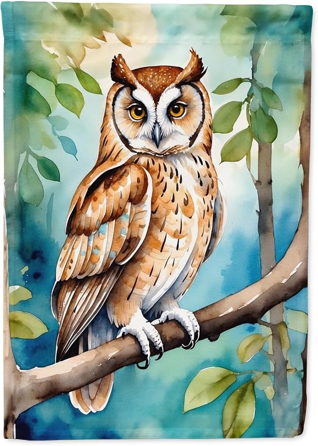 Caroline's Treasures Oriental Bay Owl House Flag Large Porch Sleeve Pole Decorative Outside Yard Banner Artwork Wall Hanging, Polyester, House Size, Multicolor