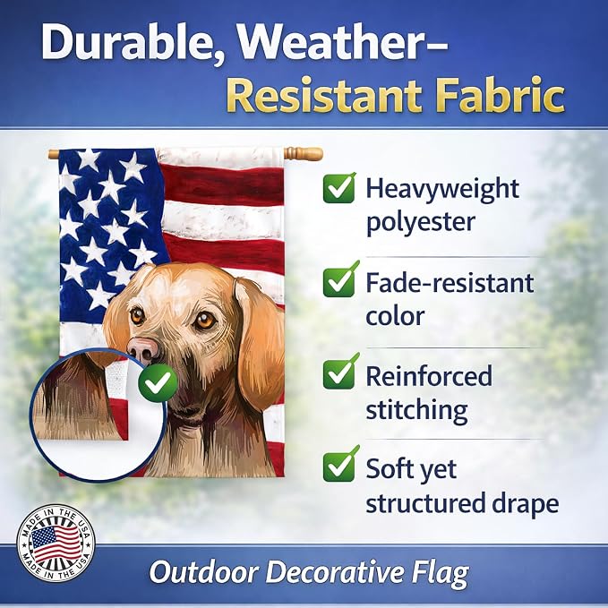 Caroline's Treasures CK6660CHF Portuguese Pointer Dog American Flag House Flag Large Porch Sleeve Pole Decorative Outside Yard Banner Artwork Wall Hanging, Polyester, House Size, Multicolor