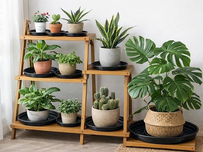 30 Packs 12 Inches Large Plant Saucers for Indoor Outdoor Use Heavy Duty Plastic Plant Plate Dish for Planter Bulk Round Flower Pot Drip Trays to Catch Water 4 to 20 Inch, Black