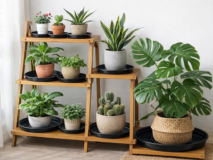 10 Packs 20 Inches Extra-Large Black Plant Saucers for Indoor Outdoor Use Heavy Duty Plastic Plant Trays for Planter Bulk Flower Pot Drip Trays to Catch Water, 4 to 20 Inch