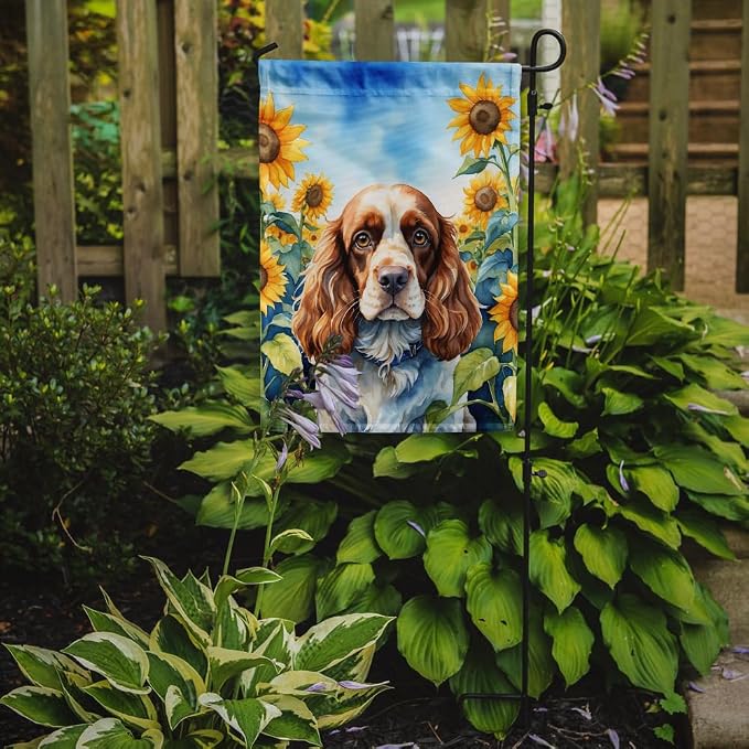 Caroline's Treasures DAC6058GF Cocker Spaniel in Sunflowers Garden Flag Mailbox Flag Decorative Yard Flag Banner Outside Patio Artwork Yard Flower Beds, Garden Size, Multicolor
