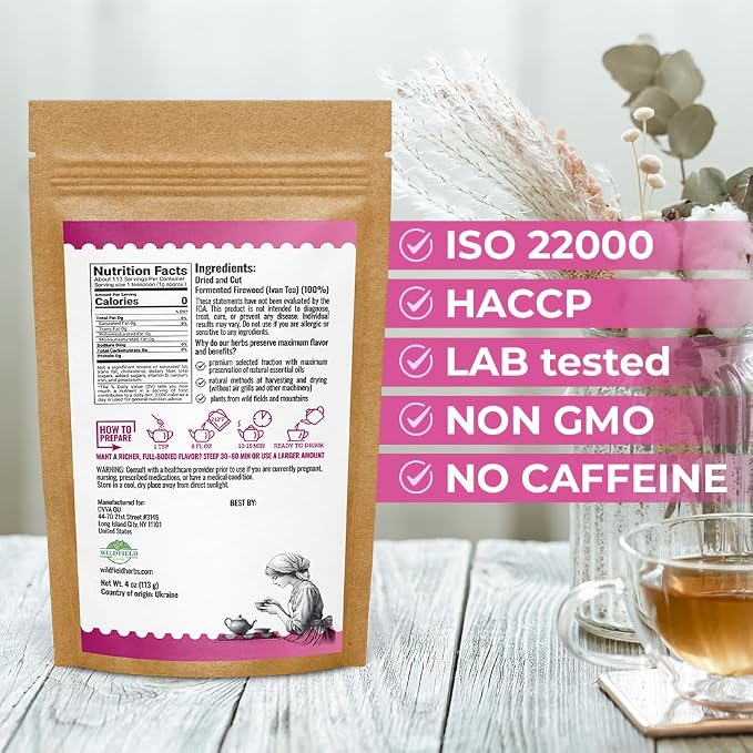 4 oz Siberian Fireweed Tea Herbal Ivan Tea Blooming Sally (Chamerion Angustifolium) Ivan Chai Bulk Loose Leaf Herb Epilobium Angustifolium - 113g (4 oz)