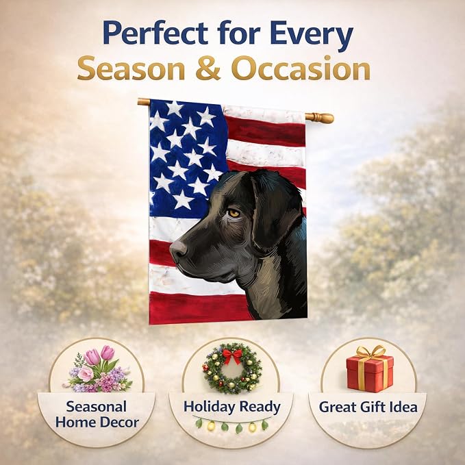 Caroline's Treasures CK6476CHF Portuguese Cattle Dog American Flag House Flag Large Porch Sleeve Pole Decorative Outside Yard Banner Artwork Wall Hanging, Polyester, House Size, Multicolor