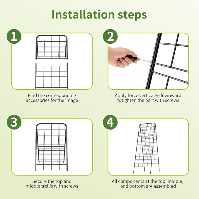 100% Metal Cucumber Trellis for Raised Bed,50"x17" A-Shape Garden Plant Support for Climbing Plants, Heavy Duty Metal Garden Trellises Plant Support for Vine Vegetables Outdoor (Black, 50"x17"(H*W))