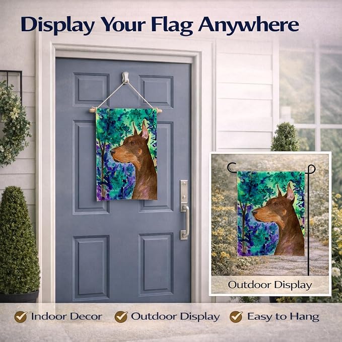 Caroline's Treasures SS8457GF Doberman Garden Flag Mailbox Flag Decorative Yard Flag Banner Outside Patio Artwork Yard Flower Beds, Garden Size, Multicolor