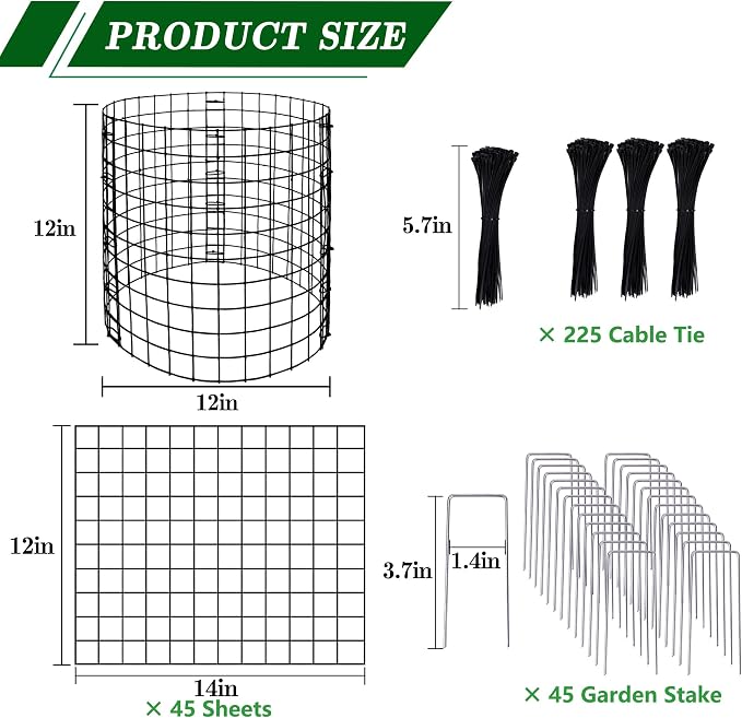 Adnee 15 Packs Wire Plant Protector from Animals, 12 x 12 Inches Metal Mesh Plant Cage Covers, Sturdy Garden Bunny Barricades Chicken Wire Cloche for Plants Shrubs Vegetables Flowers