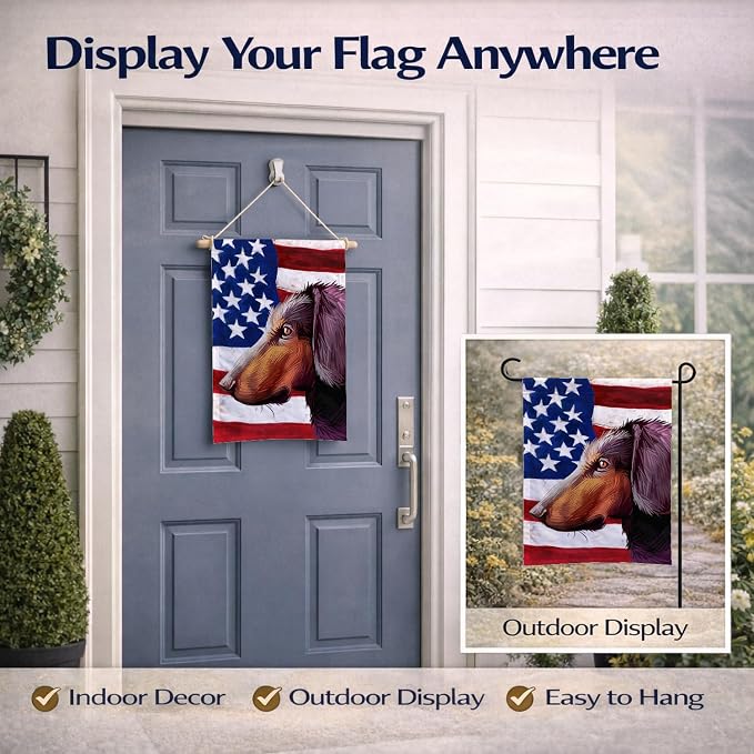 Caroline's Treasures CK6621GF Montenegrin Mountain Hound American Flag Garden Flag Mailbox Flag Decorative Yard Flag Banner Outside Patio Artwork Yard Flower Beds, Garden Size, Multicolor