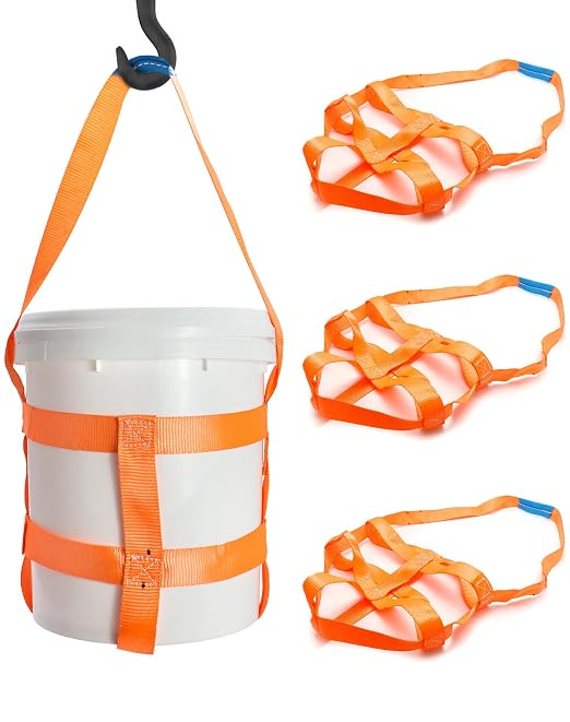 QWORK Durable Bucket Sling with Belly Bands for 5 Gallon Bucket, 200lbs Capacity, 4 Pack